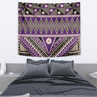 Vintage Bula Fiji Tapestry Purple Tapa Masi Motif