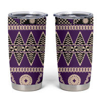 Vintage Bula Fiji Tumbler Cup Purple Tapa Masi Motif