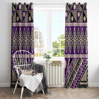 Vintage Bula Fiji Window Curtain Purple Tapa Masi Motif