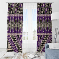 Vintage Bula Fiji Window Curtain Purple Tapa Masi Motif