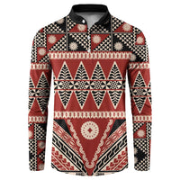 Vintage Bula Fiji Button Sweatshirt Red Tapa Masi Motif