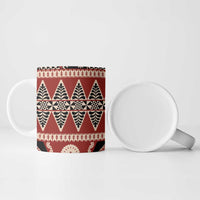 Vintage Bula Fiji Ceramic Mug Red Tapa Masi Motif - Polynesian Pride