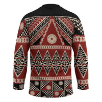Vintage Bula Fiji Hockey Jersey Red Tapa Masi Motif - Polynesian Pride