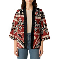 Vintage Bula Fiji Kimono Red Tapa Masi Motif - Polynesian Pride