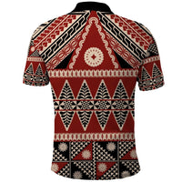 Vintage Bula Fiji Polo Shirt Red Tapa Masi Motif
