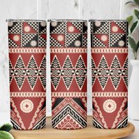Vintage Bula Fiji Skinny Tumbler Red Tapa Masi Motif