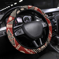 Vintage Bula Fiji Steering Wheel Cover Red Tapa Masi Motif
