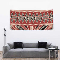 Vintage Bula Fiji Tapestry Red Tapa Masi Motif