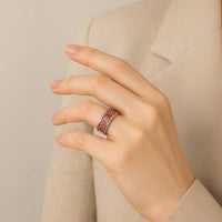 Vintage Bula Fiji Classic Ring Red Tapa Motif Traditional Island Masi - Polynesian Pride