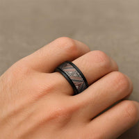 Vintage Bula Fiji Spinner Ring Brown Tapa Motif Fijian Tribal Masi - Polynesian Pride