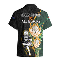 South Africa Protea and New Zealand Hawaiian Shirt Go All Black-Springboks Rugby with Kente And Maori LT9 - Polynesian Pride