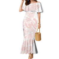 Polynesian Tribal Plumeria Lotu Tamaiti Family Matching Mermaid Dress and Hawaiian Shirt Pastel Blush - Polynesian Pride