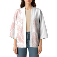 Polynesian Tribal Plumeria Lotu Tamaiti Kimono Pastel Blush - Polynesian Pride