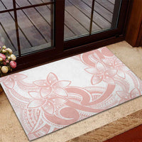 Polynesian Tribal Plumeria Lotu Tamaiti Rubber Doormat Pastel Blush - Polynesian Pride