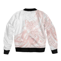 Polynesian Tribal Plumeria Lotu Tamaiti Sleeve Zip Bomber Jacket Pastel Blush - Polynesian Pride