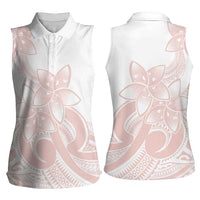 Polynesian Tribal Plumeria Lotu Tamaiti Women Sleeveless Polo Shirt Pastel Blush - Polynesian Pride