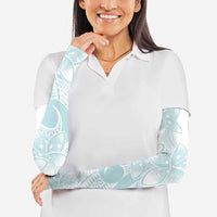 Polynesian Tribal Plumeria Lotu Tamaiti Arm Sleeves Pastel Cyan - Polynesian Pride