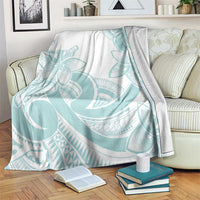 Polynesian Tribal Plumeria Lotu Tamaiti Blanket Pastel Cyan - Polynesian Pride