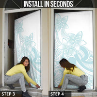 Polynesian Tribal Plumeria Lotu Tamaiti Door Cover Pastel Cyan - Polynesian Pride