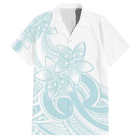 Polynesian Tribal Plumeria Lotu Tamaiti Family Matching Short Sleeve Bodycon Dress and Hawaiian Shirt Pastel Cyan LT9 Dad's Shirt - Short Sleeve Cyan - Polynesian Pride