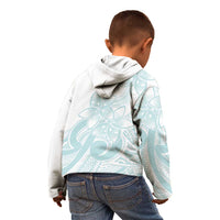 Polynesian Tribal Plumeria Lotu Tamaiti Kid Hoodie Pastel Cyan - Polynesian Pride