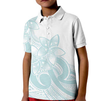 Polynesian Tribal Plumeria Lotu Tamaiti Kid Polo Shirt Pastel Cyan - Polynesian Pride