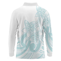 Polynesian Tribal Plumeria Lotu Tamaiti Long Sleeve Polo Shirt Pastel Cyan LT9 - Polynesian Pride