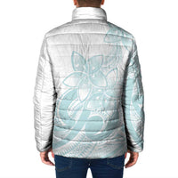 Polynesian Tribal Plumeria Lotu Tamaiti Padded Jacket Pastel Cyan - Polynesian Pride