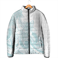 Polynesian Tribal Plumeria Lotu Tamaiti Padded Jacket Pastel Cyan - Polynesian Pride
