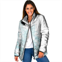 Polynesian Tribal Plumeria Lotu Tamaiti Padded Jacket Pastel Cyan - Polynesian Pride