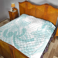 Polynesian Tribal Plumeria Lotu Tamaiti Quilt Pastel Cyan - Polynesian Pride