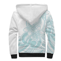 Polynesian Tribal Plumeria Lotu Tamaiti Sherpa Hoodie Pastel Cyan - Polynesian Pride