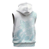 Polynesian Tribal Plumeria Lotu Tamaiti Sleeveless Hoodie Pastel Cyan - Polynesian Pride