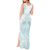 Polynesian Tribal Plumeria Lotu Tamaiti Tank Maxi Dress Pastel Cyan - Polynesian Pride