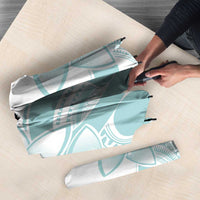 Polynesian Tribal Plumeria Lotu Tamaiti Umbrella Pastel Cyan - Polynesian Pride