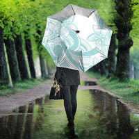 Polynesian Tribal Plumeria Lotu Tamaiti Umbrella Pastel Cyan - Polynesian Pride
