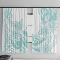 Polynesian Tribal Plumeria Lotu Tamaiti Window Curtain Pastel Cyan - Polynesian Pride