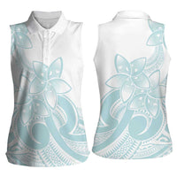 Polynesian Tribal Plumeria Lotu Tamaiti Women Sleeveless Polo Shirt Pastel Cyan LT9 - Polynesian Pride