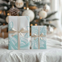 Polynesian Tribal Plumeria Lotu Tamaiti Wrapping Paper Pastel Cyan LT9 - Polynesian Pride