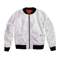 Polynesian Tribal Plumeria Lotu Tamaiti Bomber Jacket Pastel Mauve - Polynesian Pride