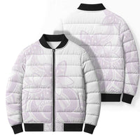 Polynesian Tribal Plumeria Lotu Tamaiti Bomber Puffer Jacket Pastel Mauve - Polynesian Pride