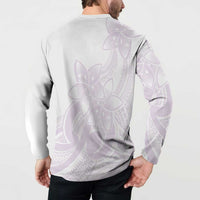 Polynesian Tribal Plumeria Lotu Tamaiti Button Sweatshirt Pastel Mauve - Polynesian Pride