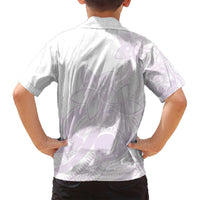 Polynesian Tribal Plumeria Lotu Tamaiti Family Matching Off Shoulder Short Dress and Hawaiian Shirt Pastel Mauve - Polynesian Pride