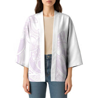 Polynesian Tribal Plumeria Lotu Tamaiti Kimono Pastel Mauve - Polynesian Pride