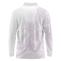 Polynesian Tribal Plumeria Lotu Tamaiti Long Sleeve Polo Shirt Pastel Mauve - Polynesian Pride