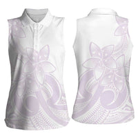 Polynesian Tribal Plumeria Lotu Tamaiti Women Sleeveless Polo Shirt Pastel Mauve - Polynesian Pride