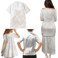 Polynesian Tribal Plumeria Lotu Tamaiti Family Matching Puletasi and Hawaiian Shirt Pastel Nude - Polynesian Pride