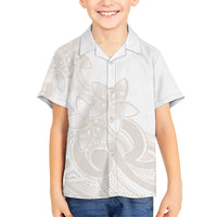 Polynesian Tribal Plumeria Lotu Tamaiti Kid Hawaiian Shirt Pastel Nude - Polynesian Pride