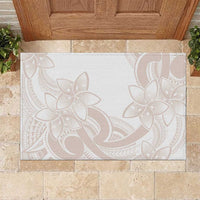 Polynesian Tribal Plumeria Lotu Tamaiti Rubber Doormat Pastel Nude - Polynesian Pride