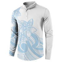 Polynesian Tribal Plumeria Lotu Tamaiti Button Sweatshirt Pastel Sky Blue - Polynesian Pride
